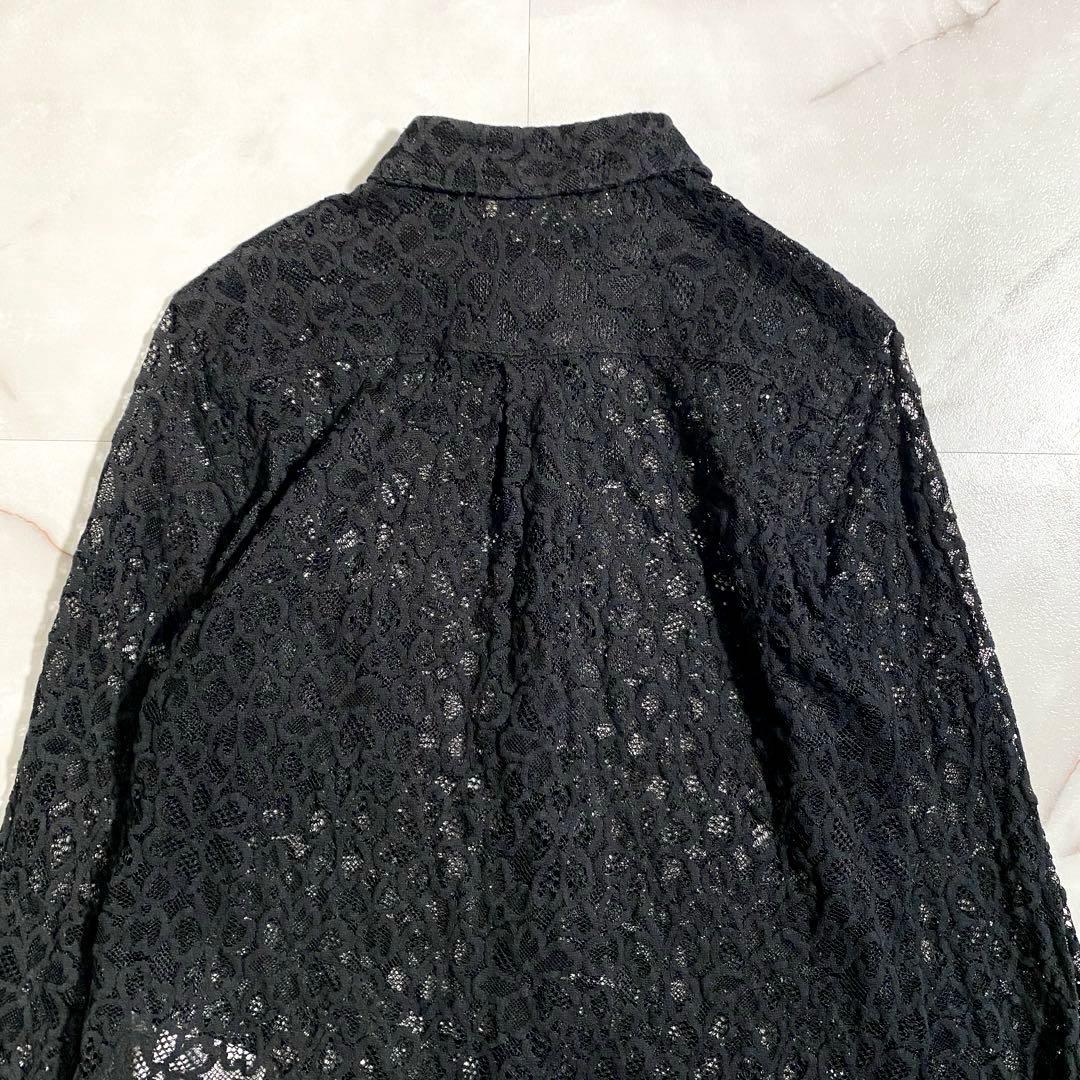 A17418 コムデギャルソン 12ss 総レース花柄シャツ ブラック XS