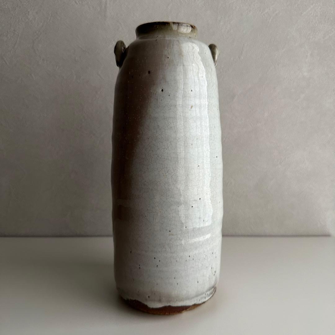 岡田裕 萩 窯変 耳付き 花器 花入 共箱