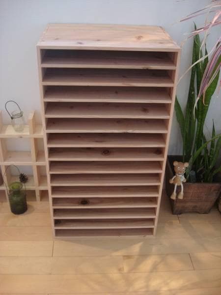 ★送料無料★サイズ変更可能★A3木製14段書類棚/無垢材★ナチュラルオーダー可能