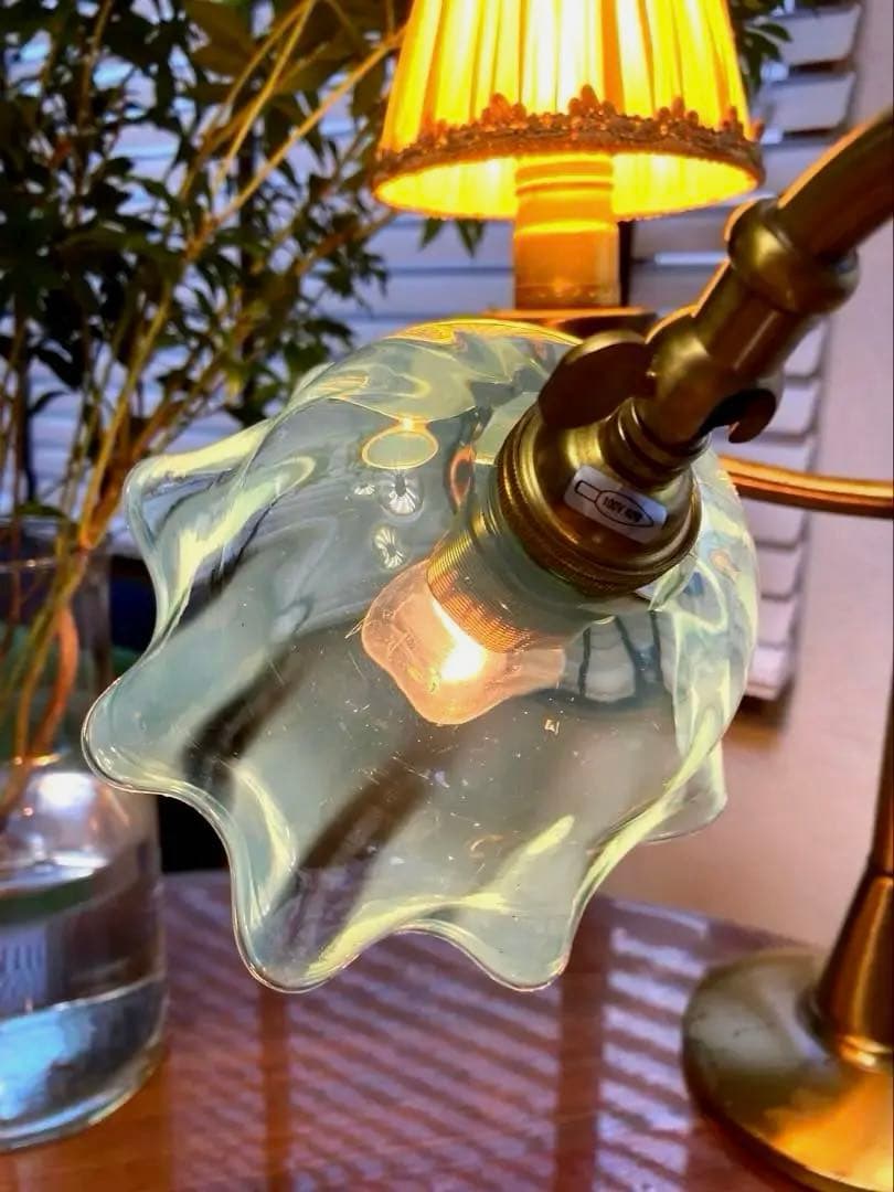 （専用）ブルーウラン　ランプスタンド　アンティークガラス　イギリス