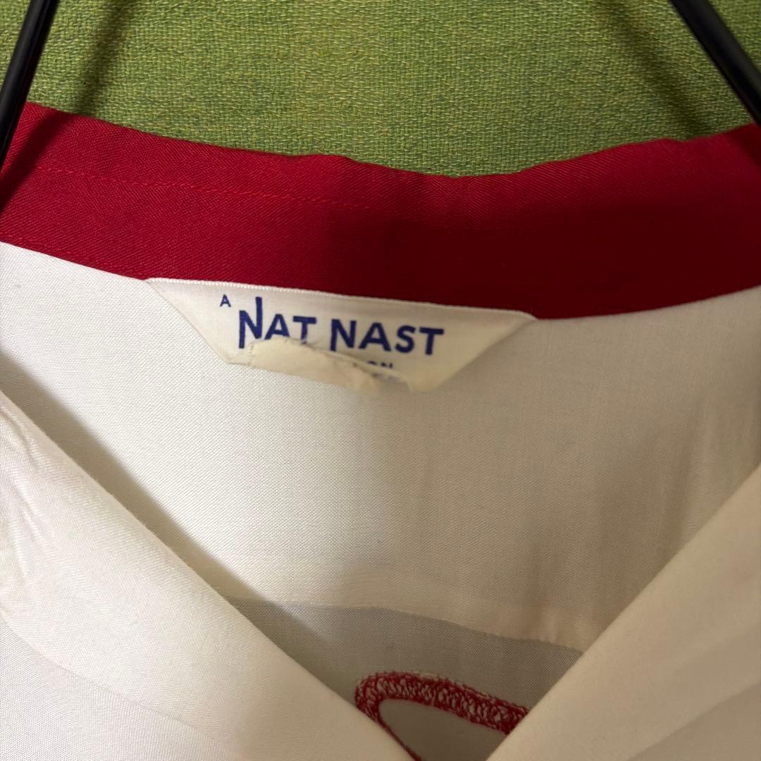 Nat Nast ホワイトレッド ボウリングシャツ