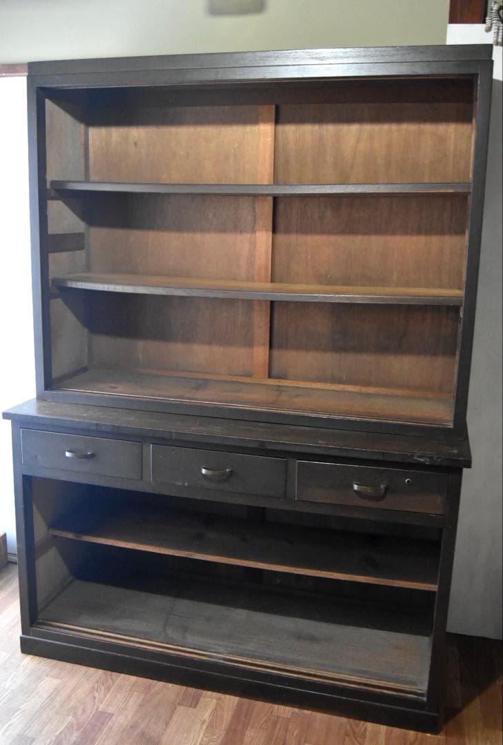 古家具 ガラス引戸 水屋箪笥