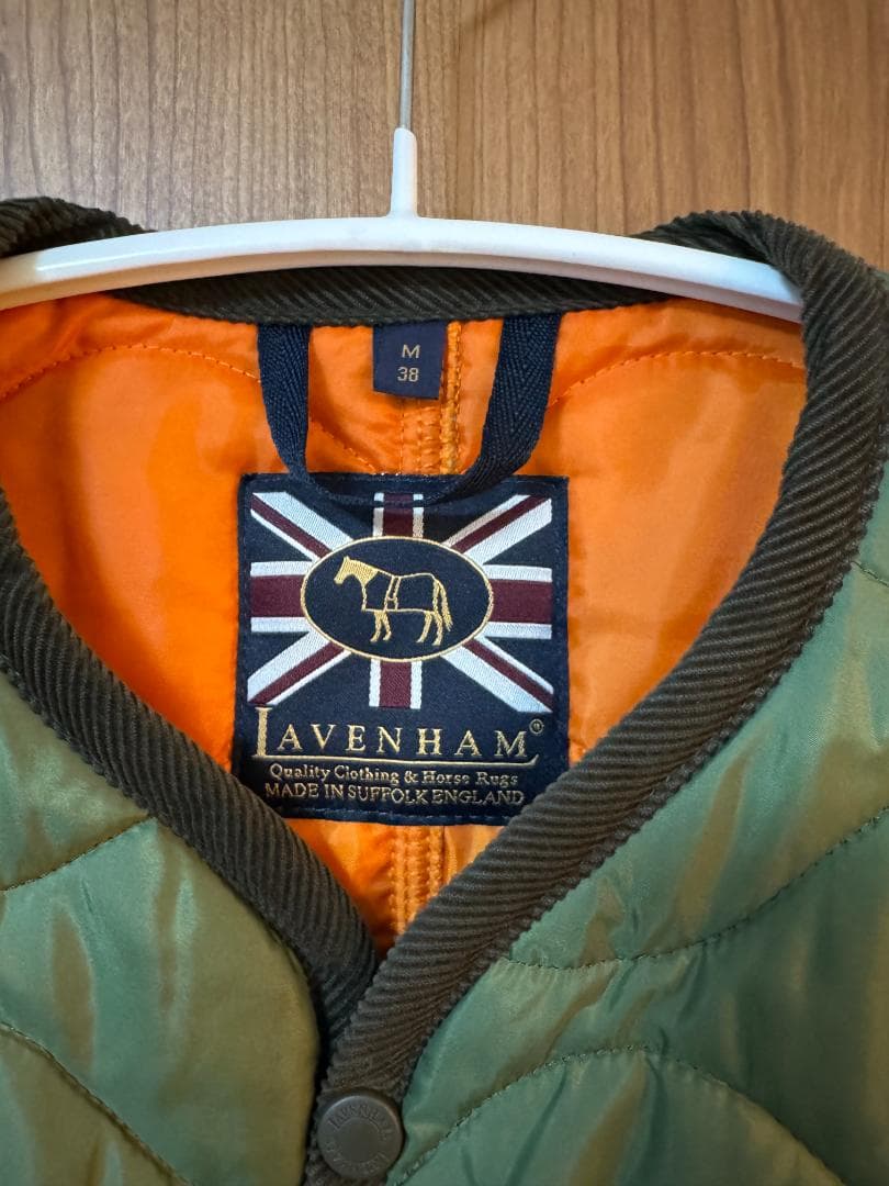 美品 LAVENHAM ラベンハム キルティングベスト オリーブ Mサイズ