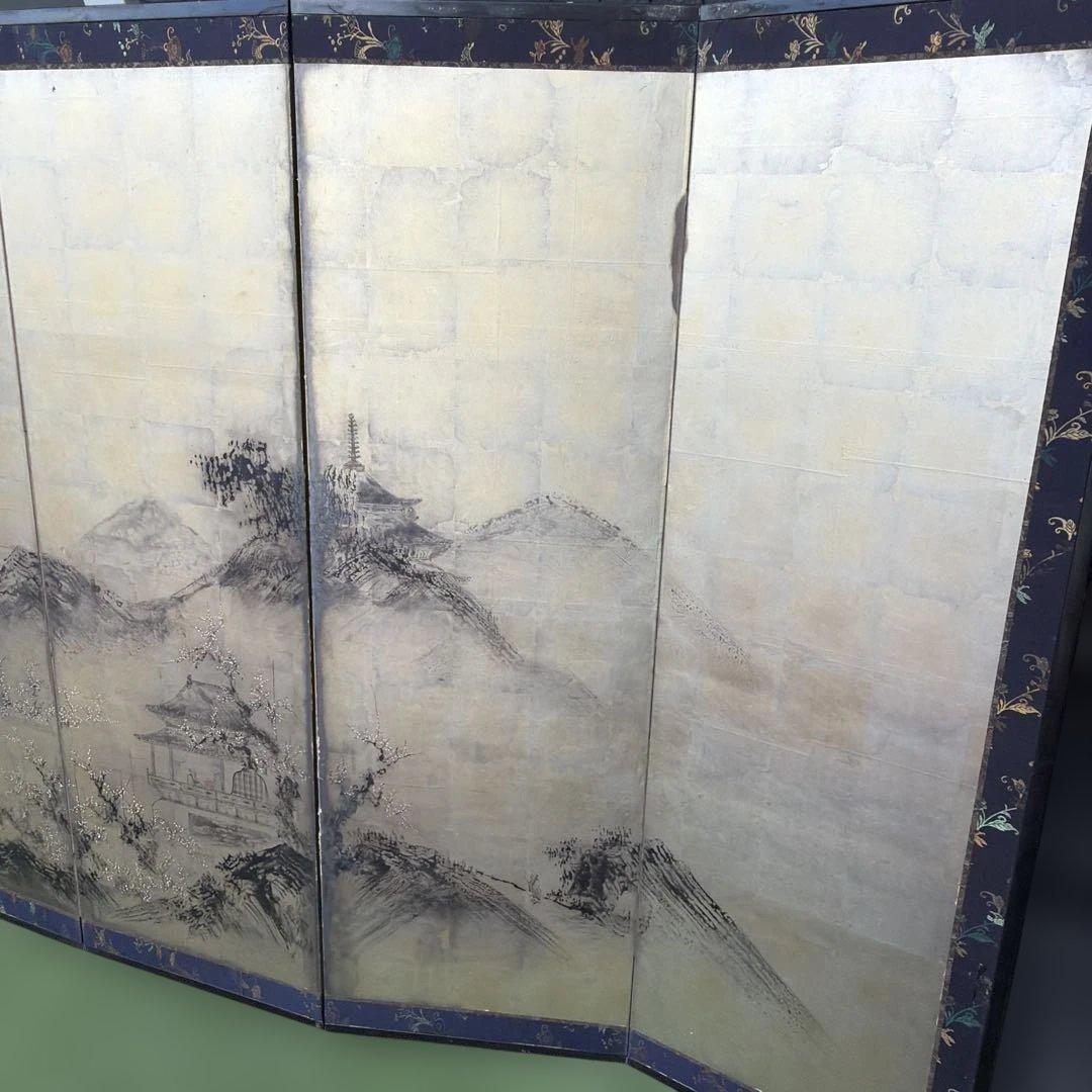 山水画の屏風2枚　箱入り