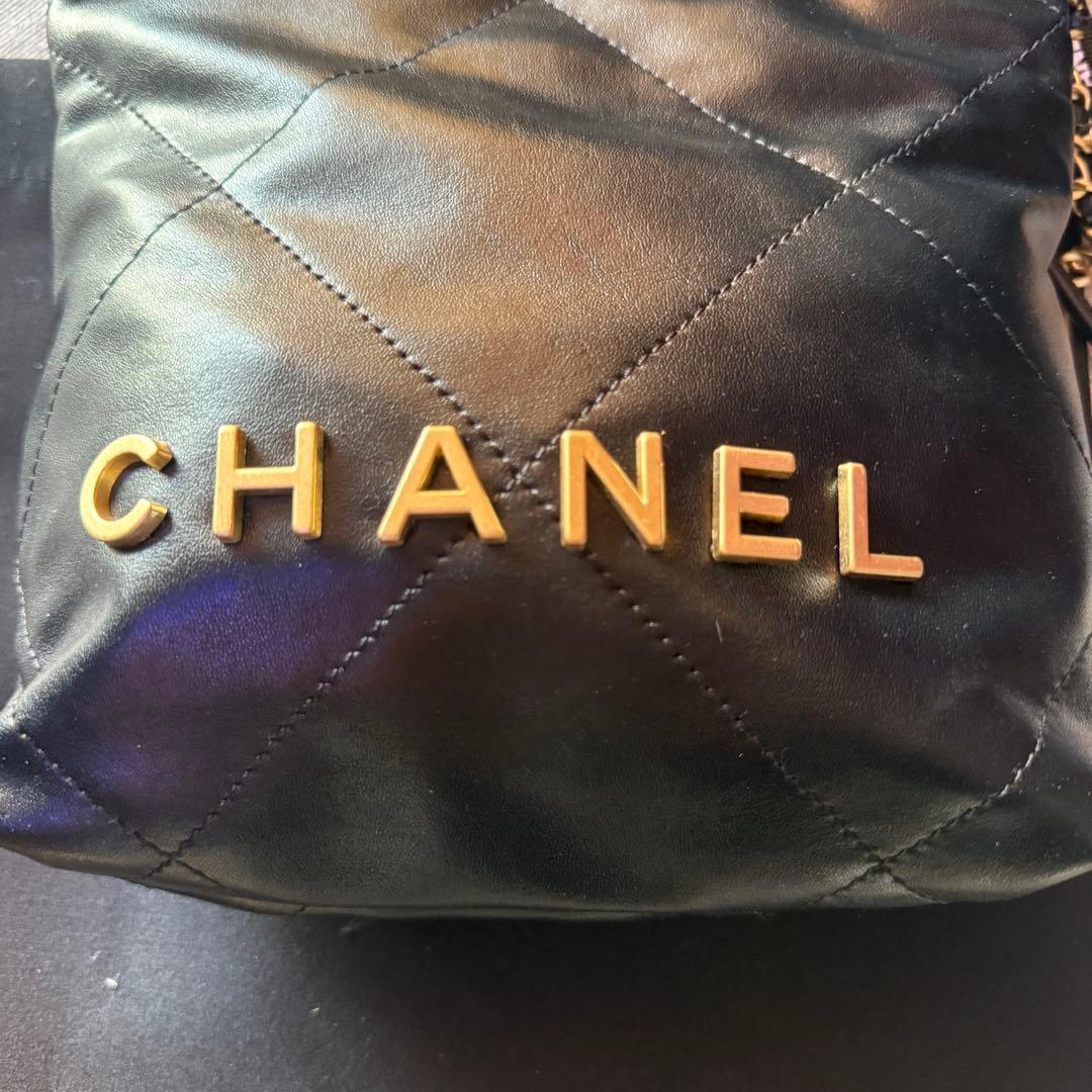 黒 レザー キルティングバッグ