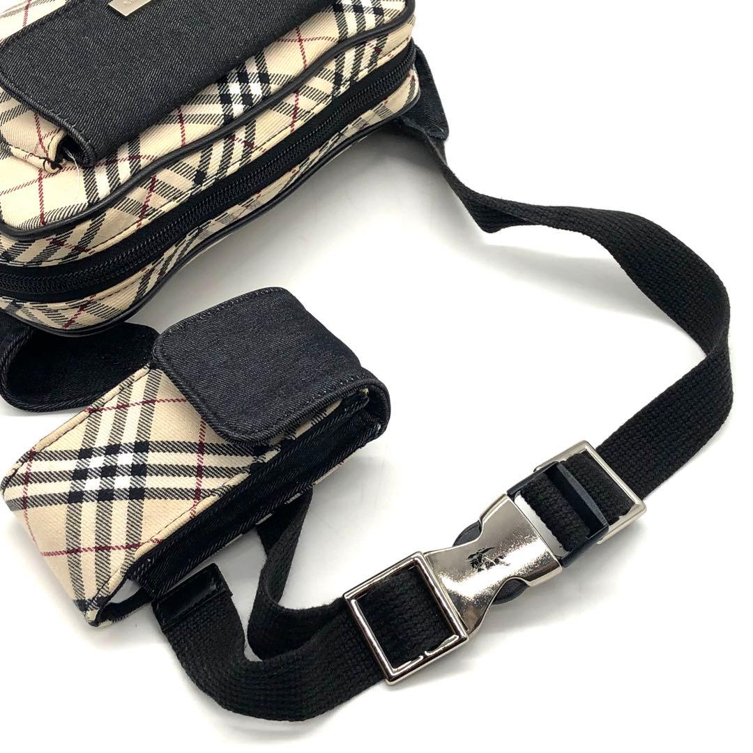 【希少】BURBERRY ボディバッグ ウエストポーチ デニム調 ノバチェック
