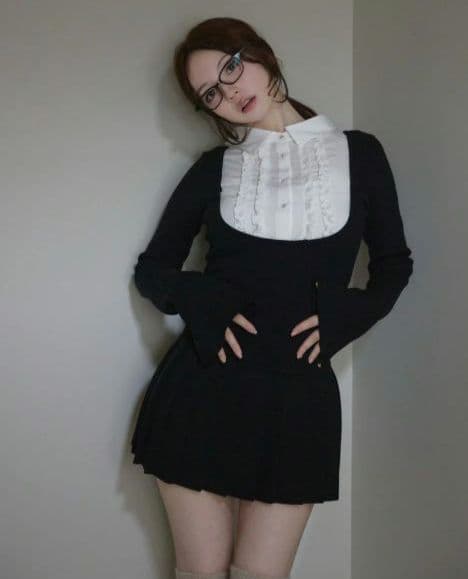 ワンピース andmary lotta frill mini dress black