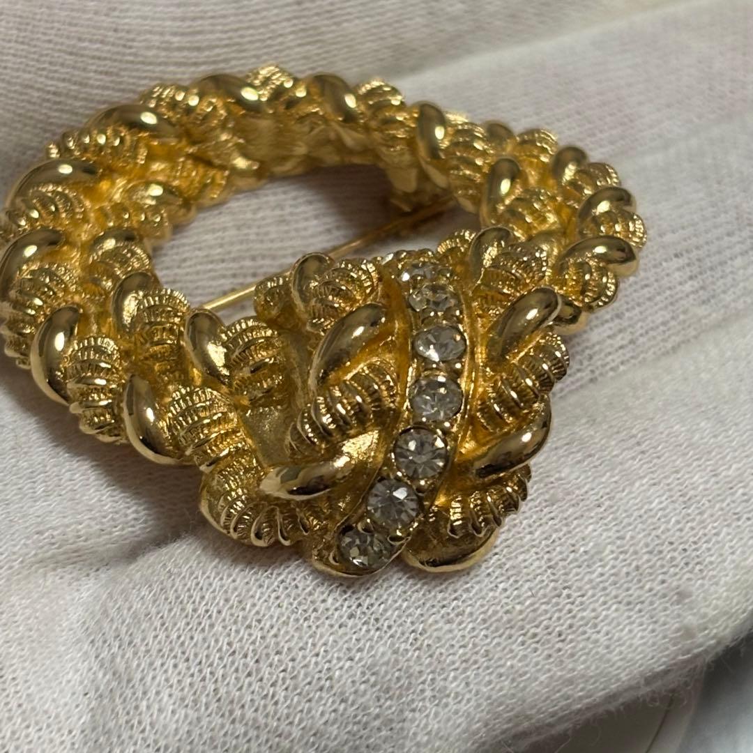 ［未使用級］DIOR ロープ　ラインストーン　ツイスト　ブローチ　ドイツ製