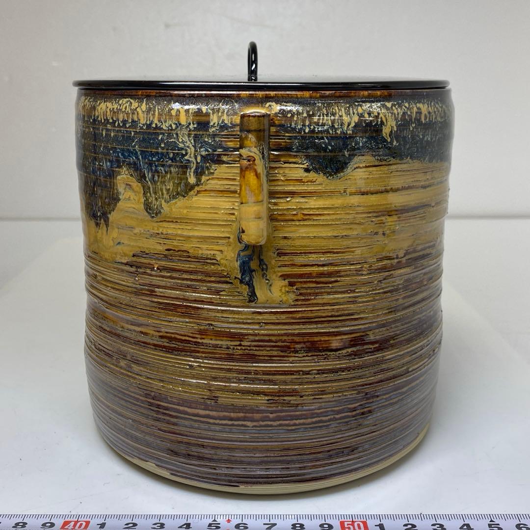 出来良 亀井楽山 高取管 耳水指 共箱 高さ28cm 東キ7-1114☆2F