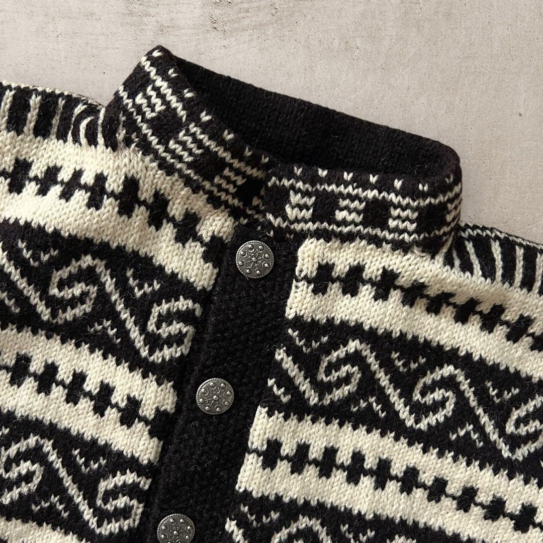 vintageノルディック柄ウールニットカーディガン北欧フェアアイルチロル古着