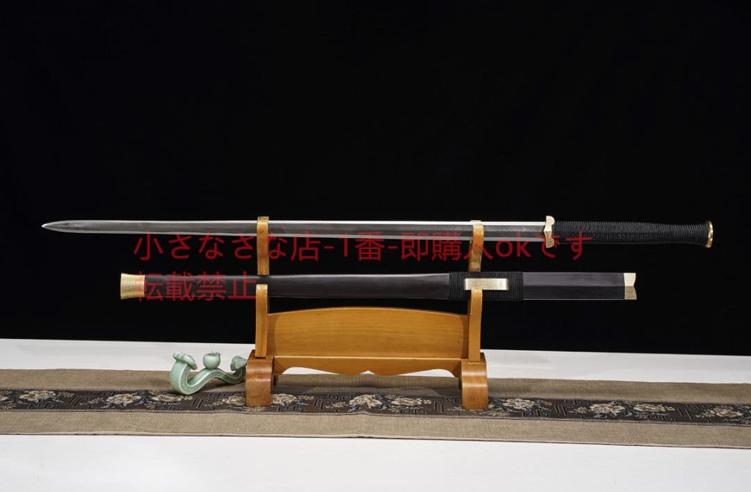素装精品漢剣黒白檀鳳尾紋  古兵器 武具 刀装具 日本刀 模造刀 居合刀