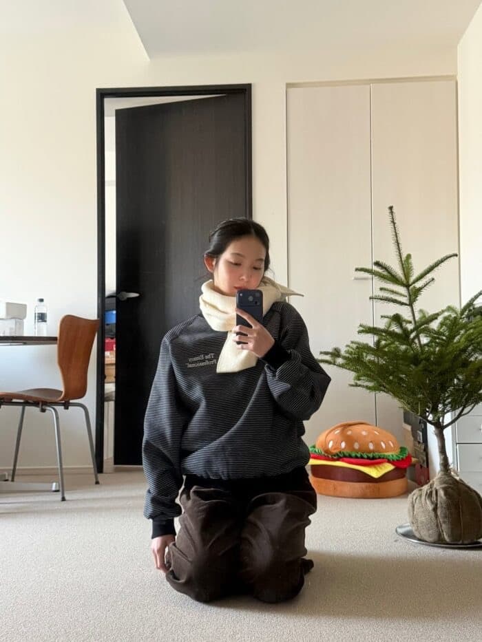 ENNOY Border Crew Neck Sweat 黒 S