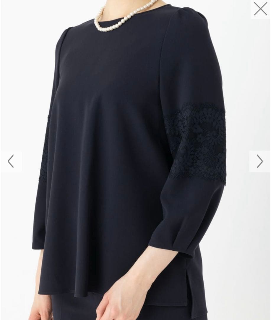 【新品タグ付】23区 大きいサイズ 48トリアセダブルジョーゼット ブラウス 紺