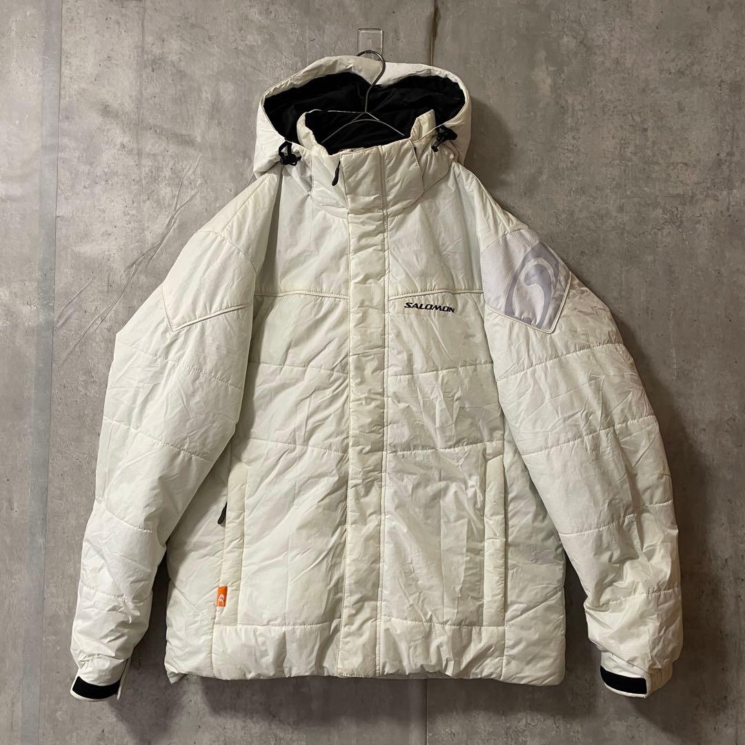 salomonサロモンスキーウェアスノーボードジャケットダウン中綿パーカー白希少