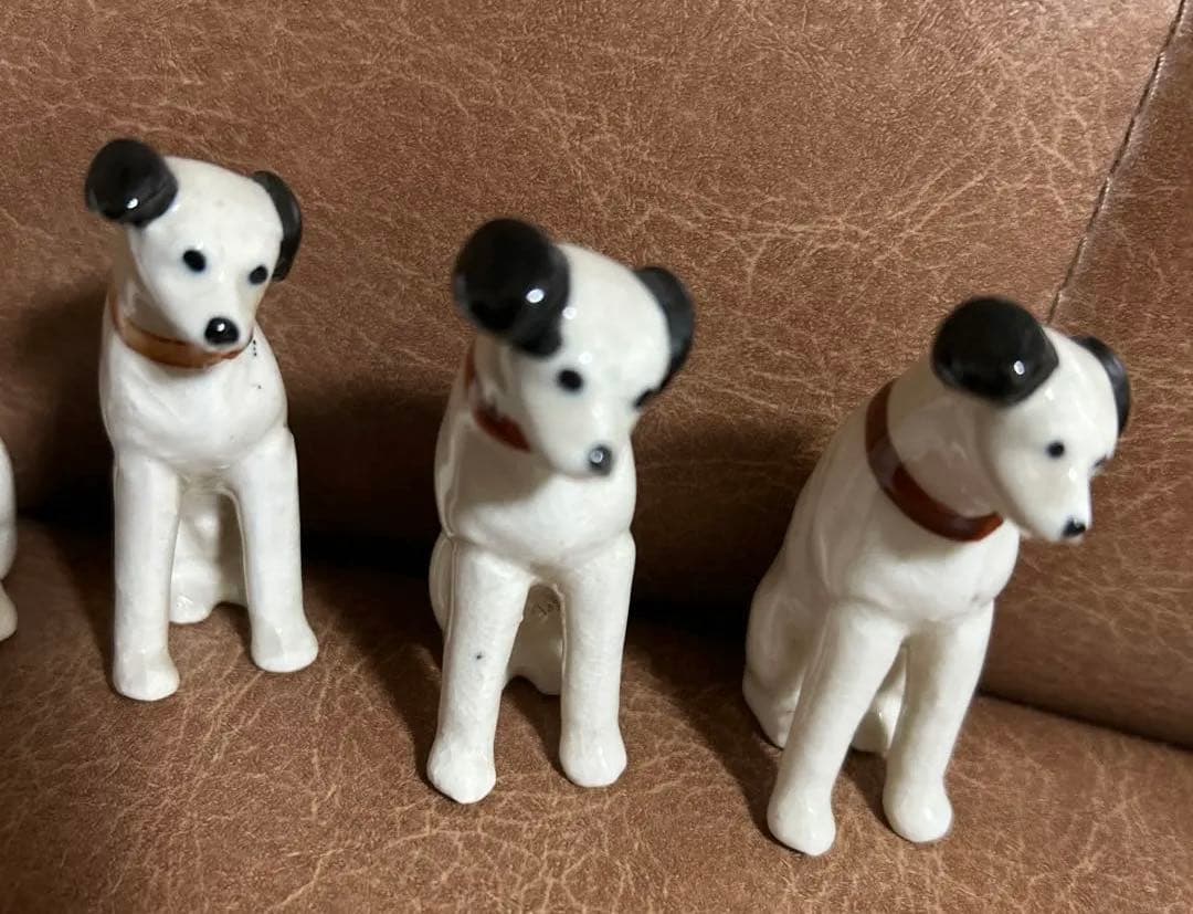 【希少レトロ】★昭和レトロ　ビクター　　ニッパー 犬5匹　ミニ陶器　置物