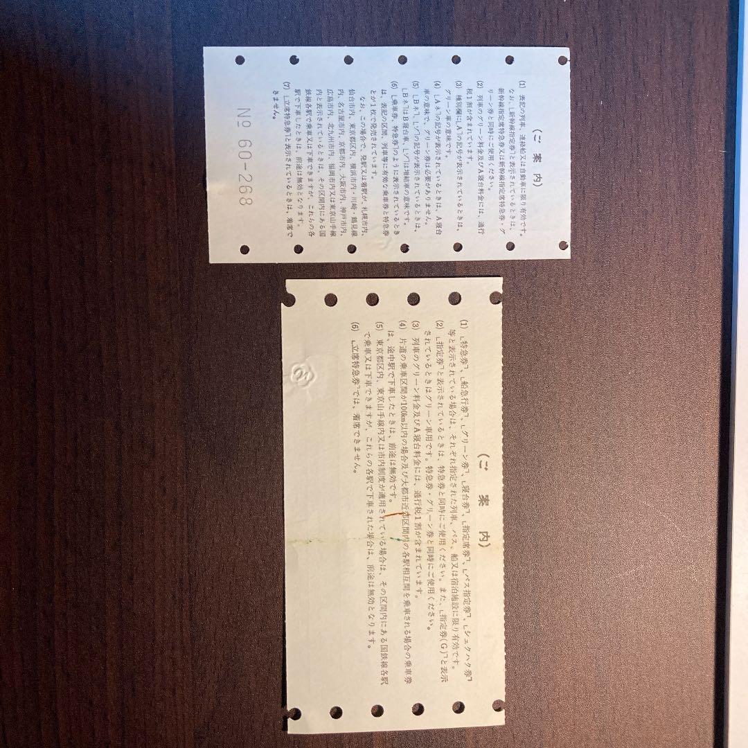 昭和57年紙片 急行銀河号  使用済み切符 ２枚