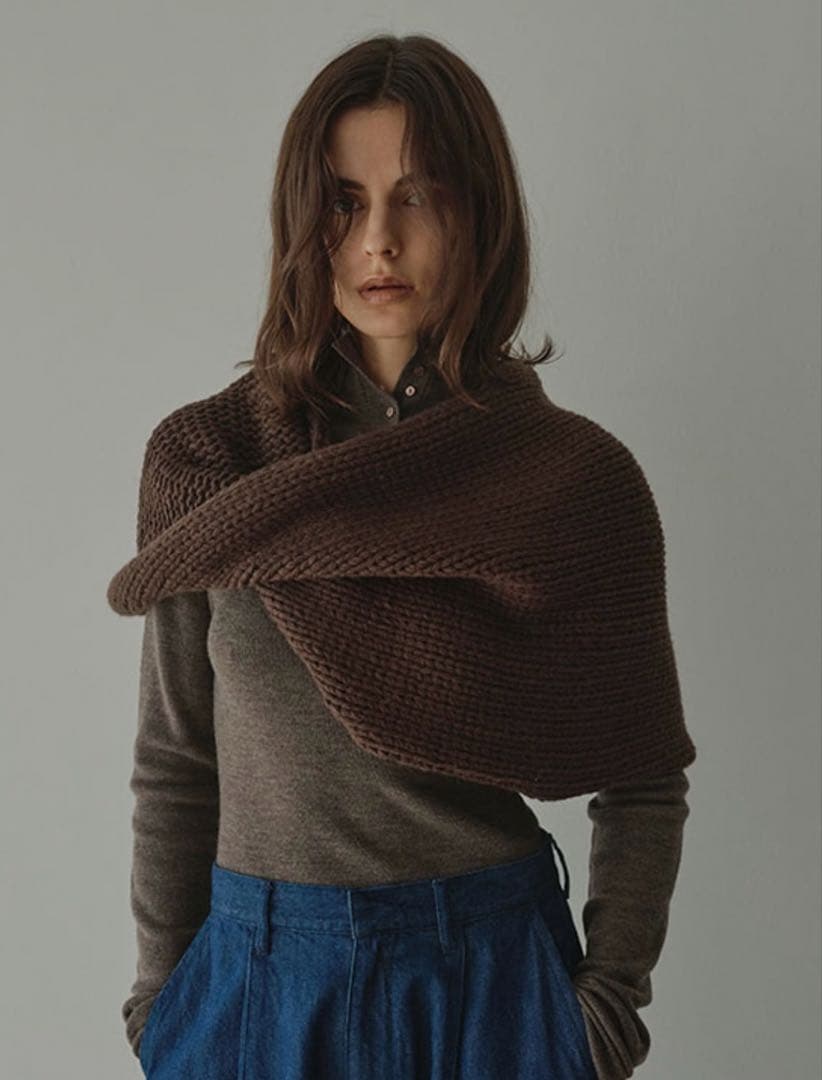 Etretokyo バルキーヤーンハンドニットスヌード ブラウン