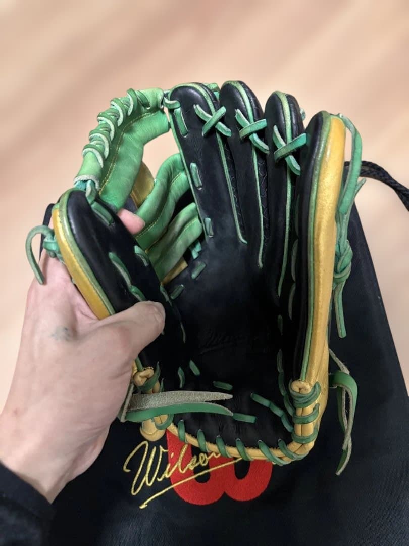 Wilson 硬式野球グローブ 黒/緑/金