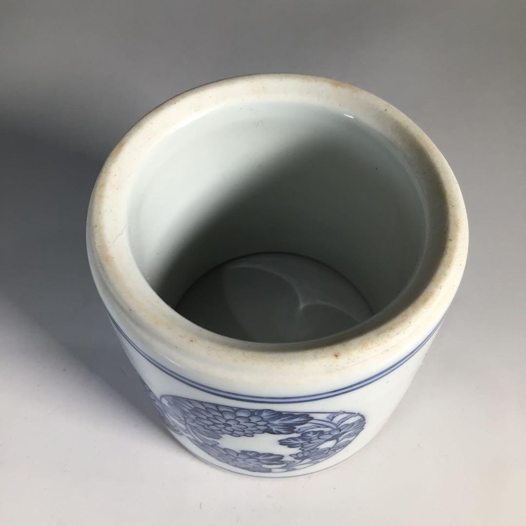 Ｎ１３１　皆具　『千古窯造』『染付花丸文』『水指　建水　蓋置　杓立』　共箱