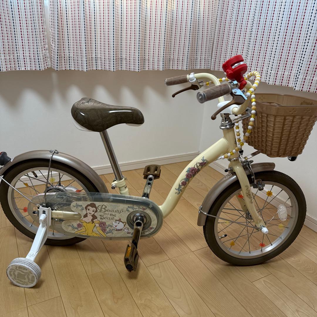 ラプンシェル　自転車　プリンセス　美女と野獣　ベル　16インチ　補助輪あり
