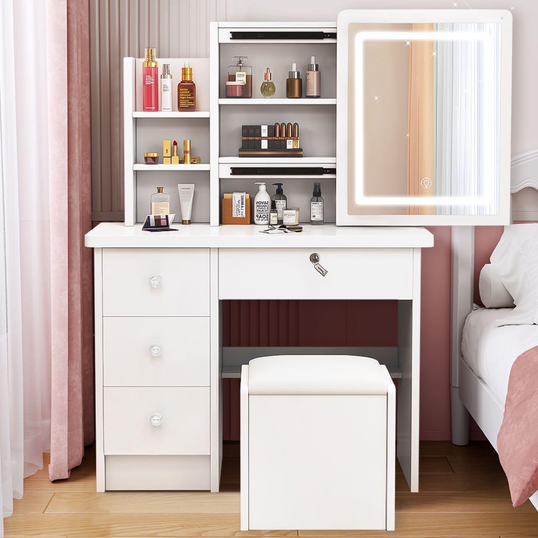 期間限定 ドレッサー　コンパクト LEDライト付き 化粧台　鏡台　おしゃれ