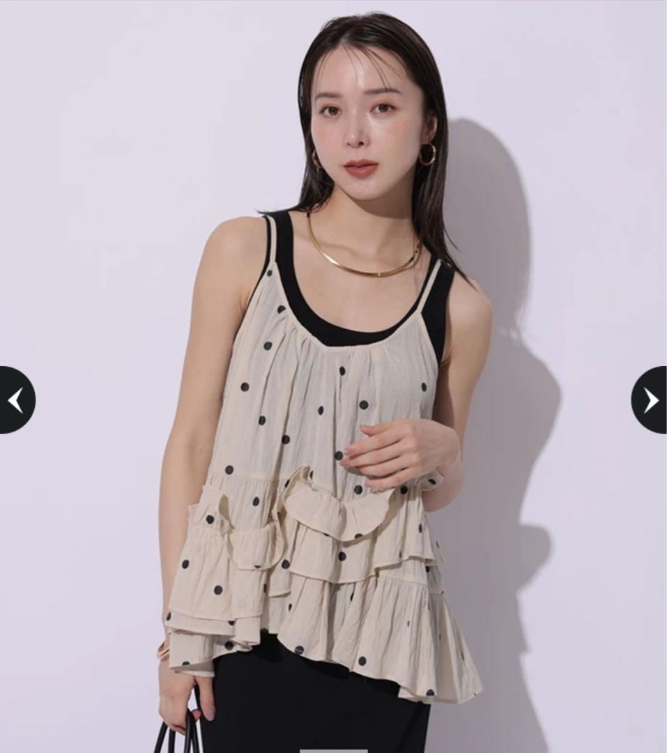 新品同様 Mystrada フリルティアードキャミ+メッシュ ニット 2点付き