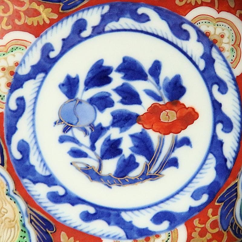 大聖寺伊万里　金襴手　獅子に金唐草　牡丹の図　４枚　A158A-AMf