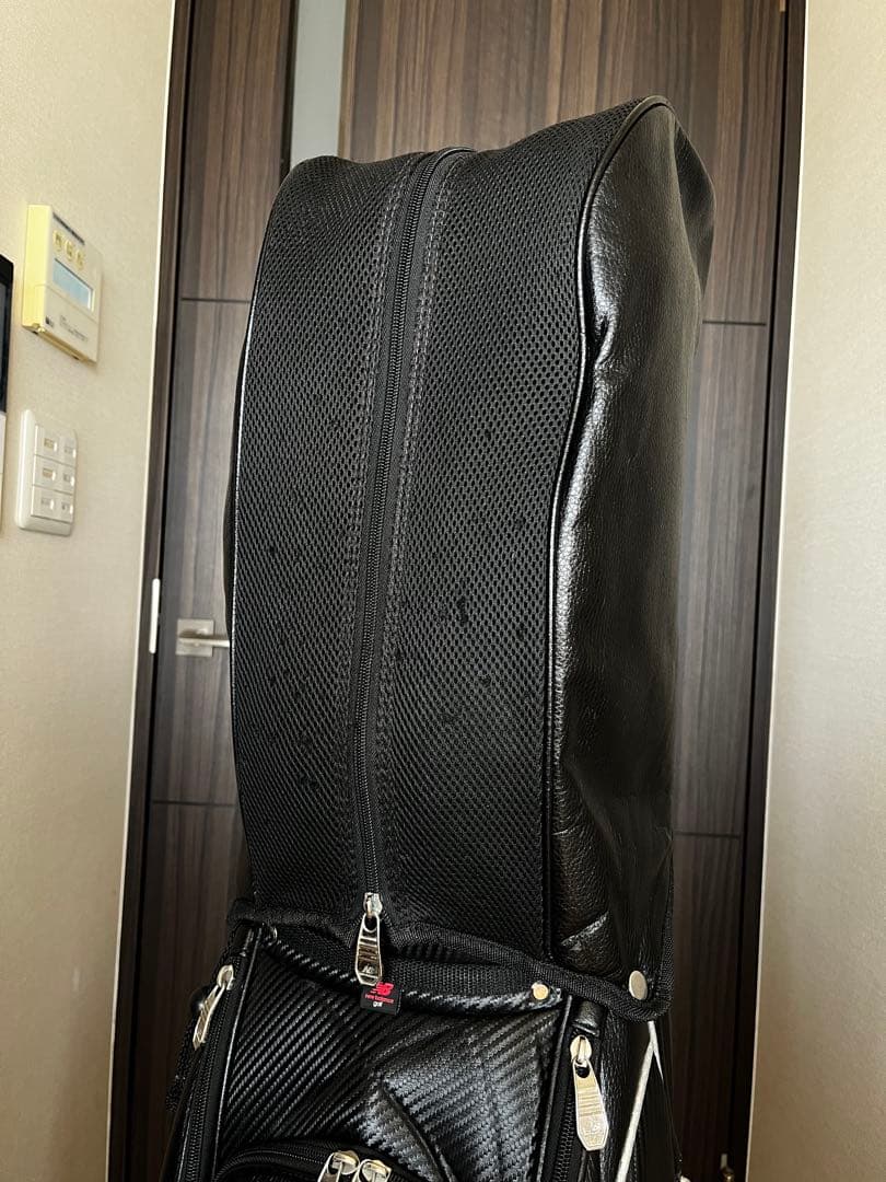 良品　人気ニューバランスゴルフ 9.0型 カート型キャディバッグ 　レザー調　黒