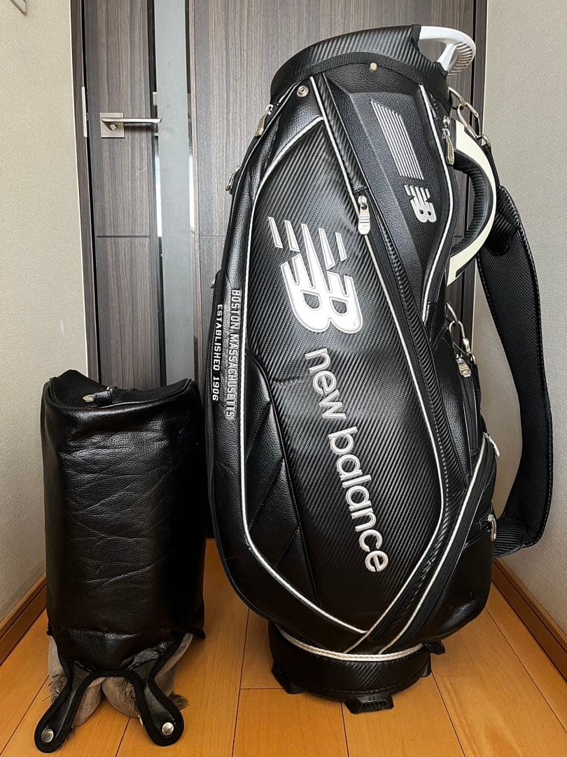 良品　人気ニューバランスゴルフ 9.0型 カート型キャディバッグ 　レザー調　黒