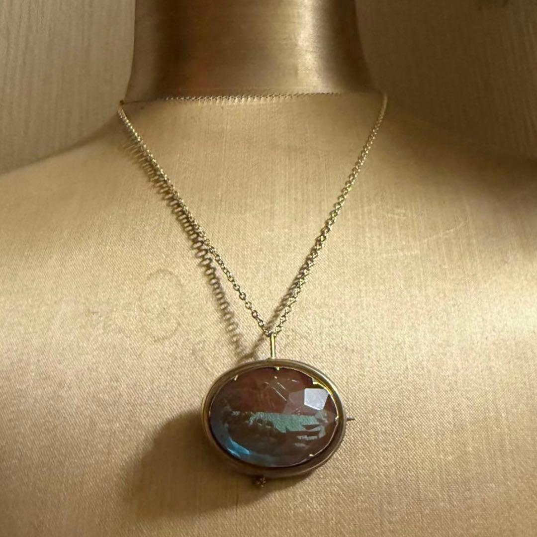 アンティーク　サフィレット　特大オーバル　ブローチ　ペンダントトップ　2ウェイ