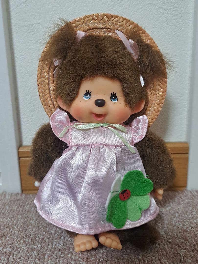 モンチッチぬいぐるみ ピンクドレス 麦わら帽子