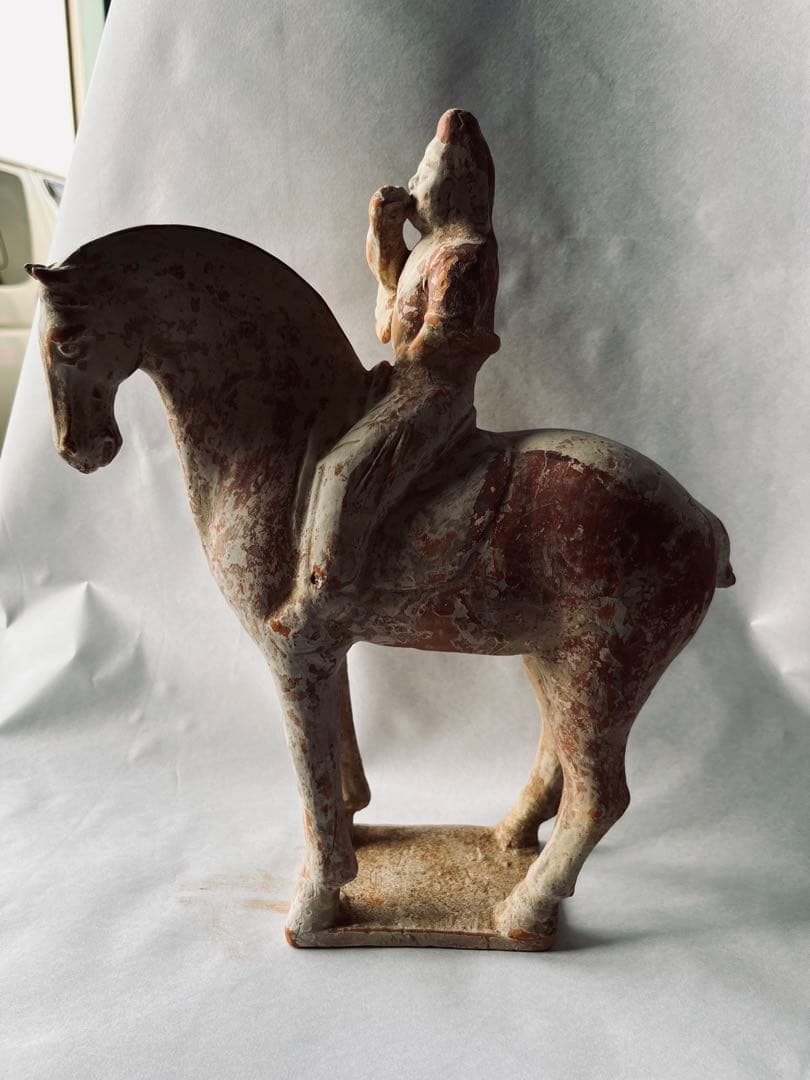 中国 加彩 騎馬人物