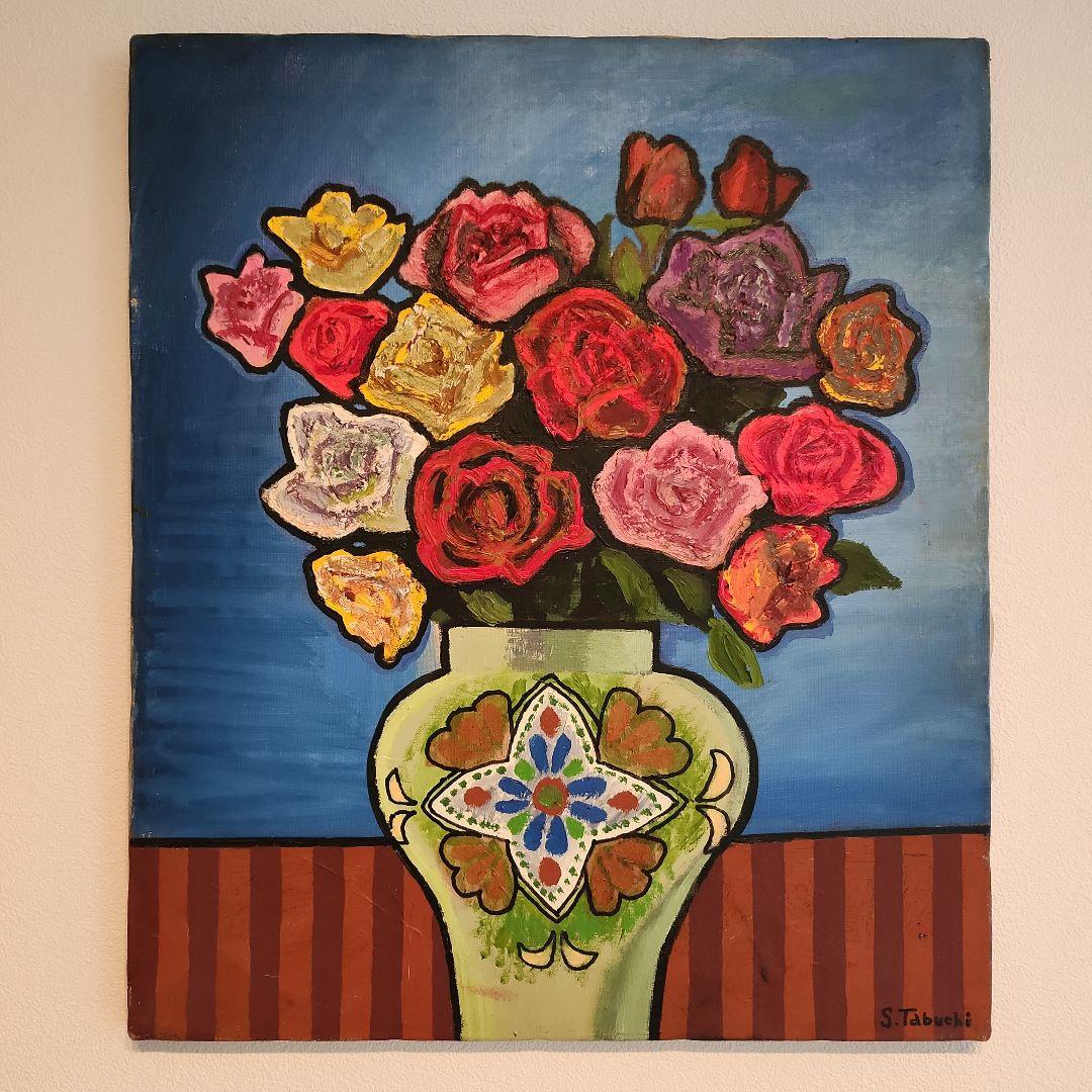 田渕眞兒　油絵　油彩画　薔薇シリーズ　花　No.3-18-s