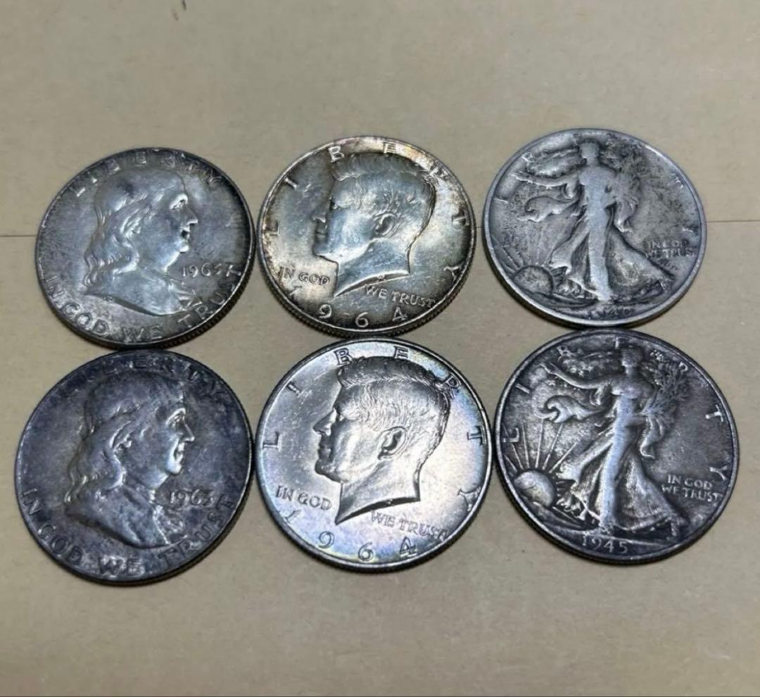 ハーフダラー 50セント銀貨 6枚セット 品位900 本物保証