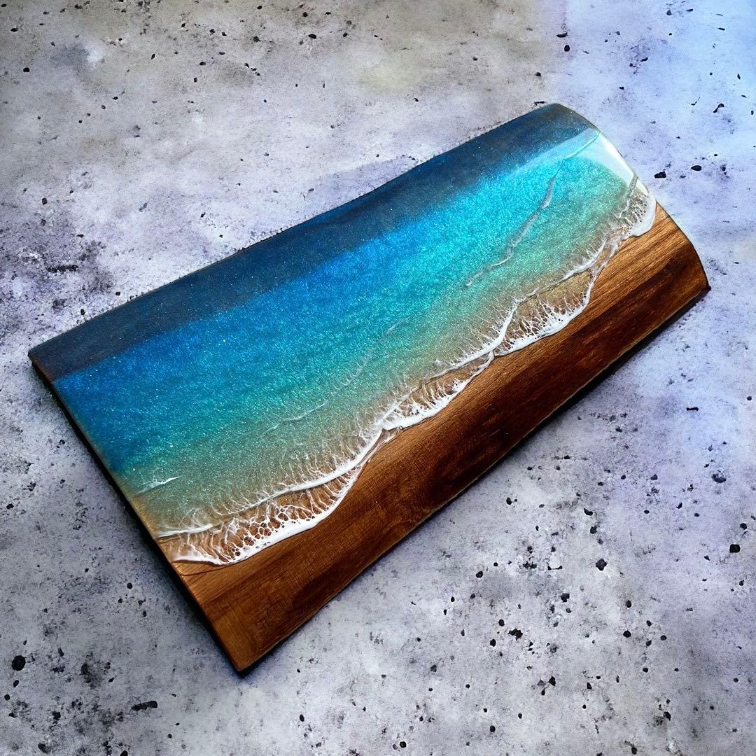 一枚板　レジンアート　海アート　インテリア　オーシャンアート　無垢　レジン