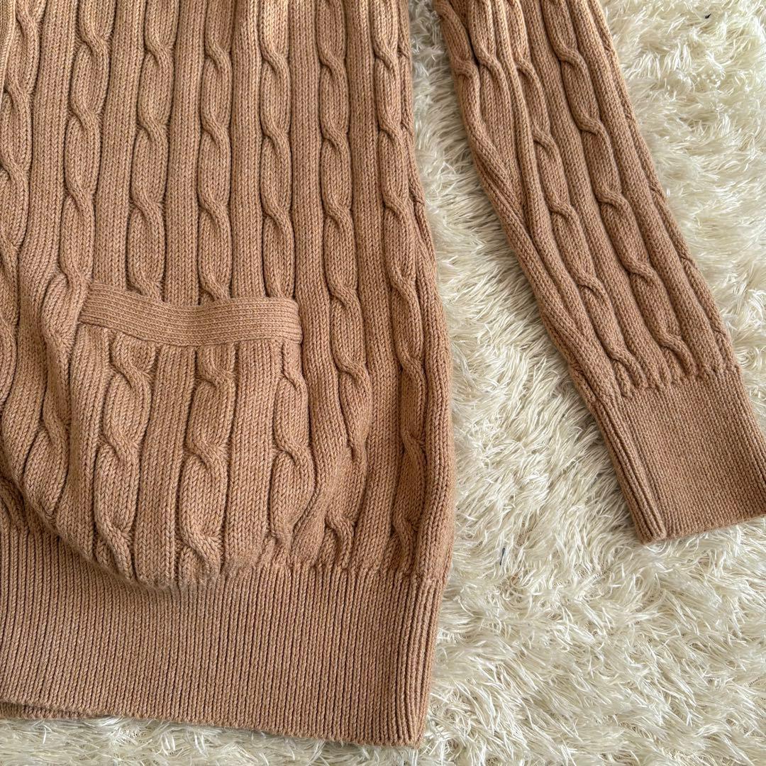 ラルフローレン ケーブルニット カーディガン ベージュ×白ポニー Lサイズ