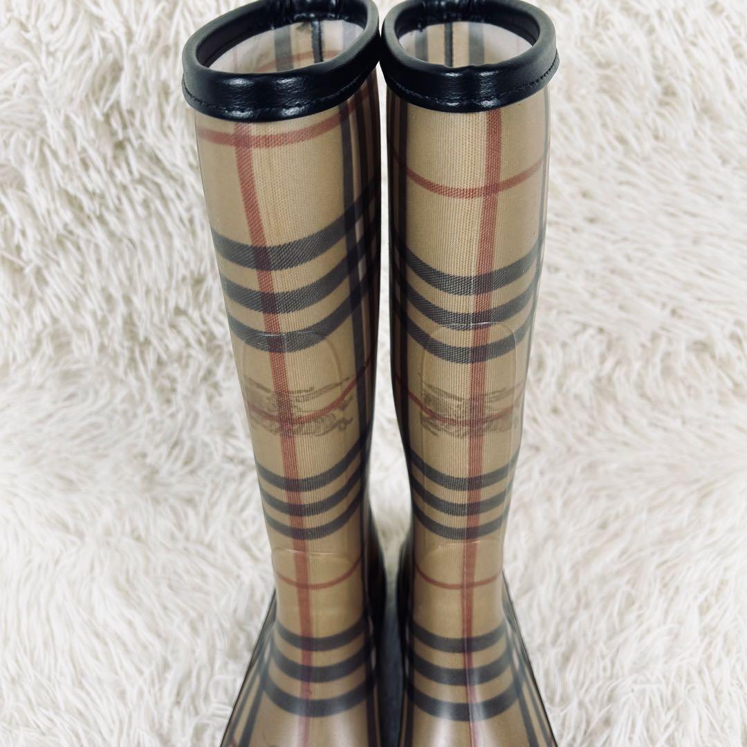 美品　Burberr　バーバリー　ノバチェック　レインブーツ　シャドーホース