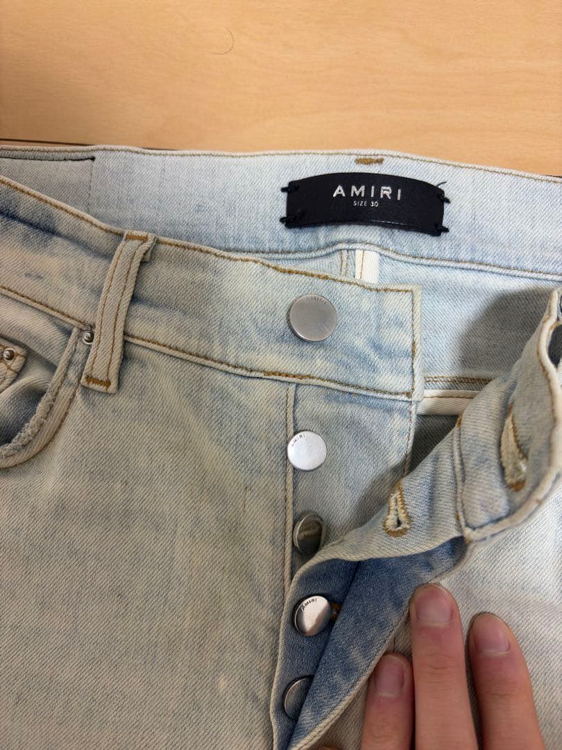 【G】AMIRI スキニーデニム ライトブルー ダメージ加工