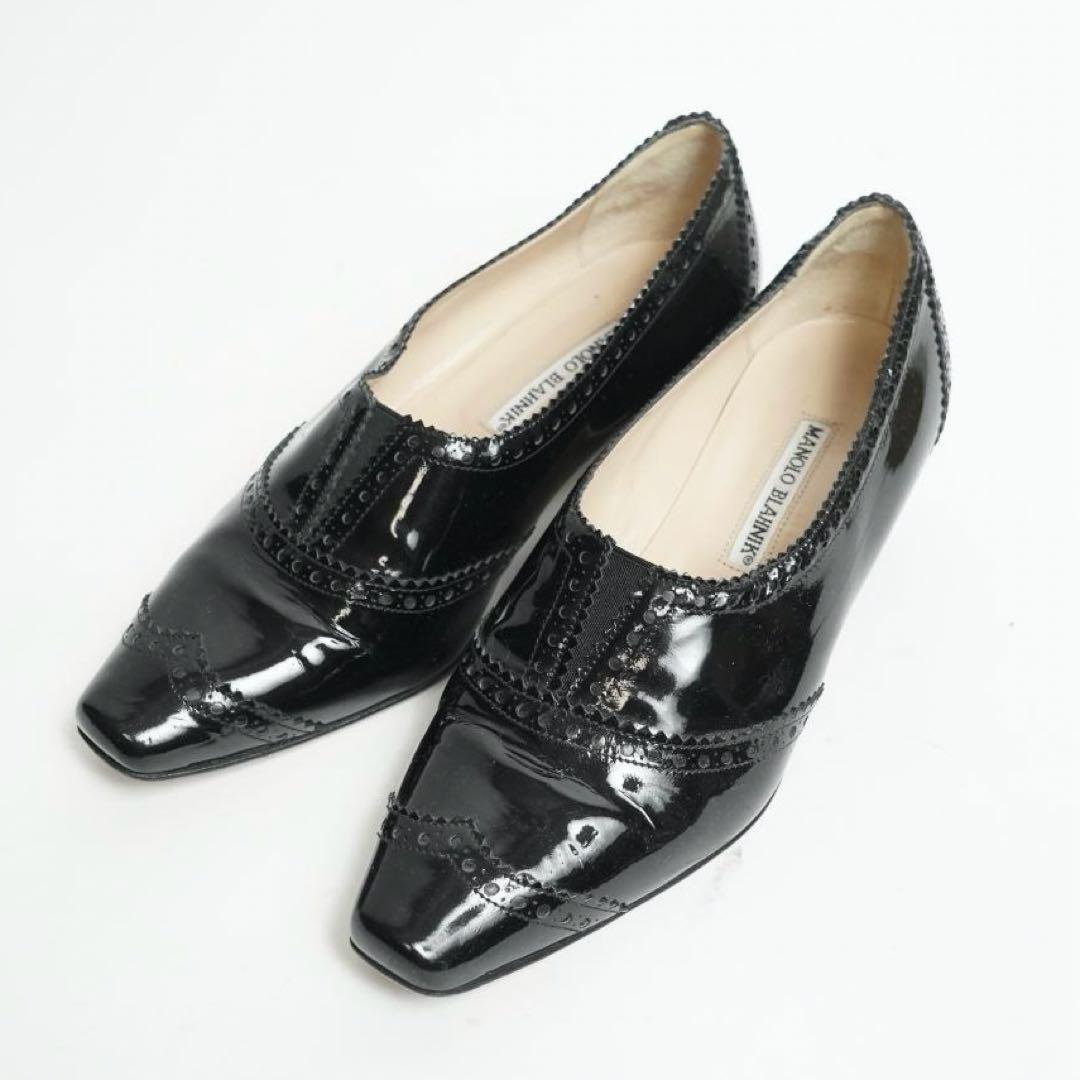 【美品】マノロブラニク エナメル ローファー レザー 24.5cm