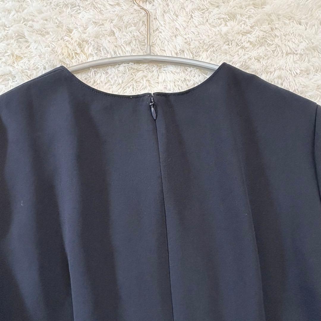 美品♡ANAYI ストレッチクロスペプラム ブラウス ネイビー M