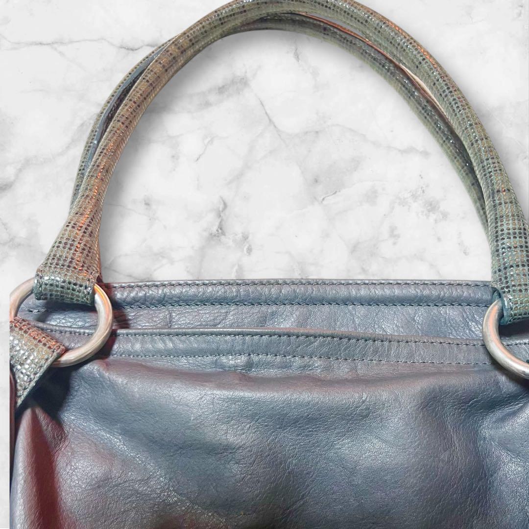 ARISTLASIA トートバック　グレー色　本革　イタリア製　大容量　小旅行