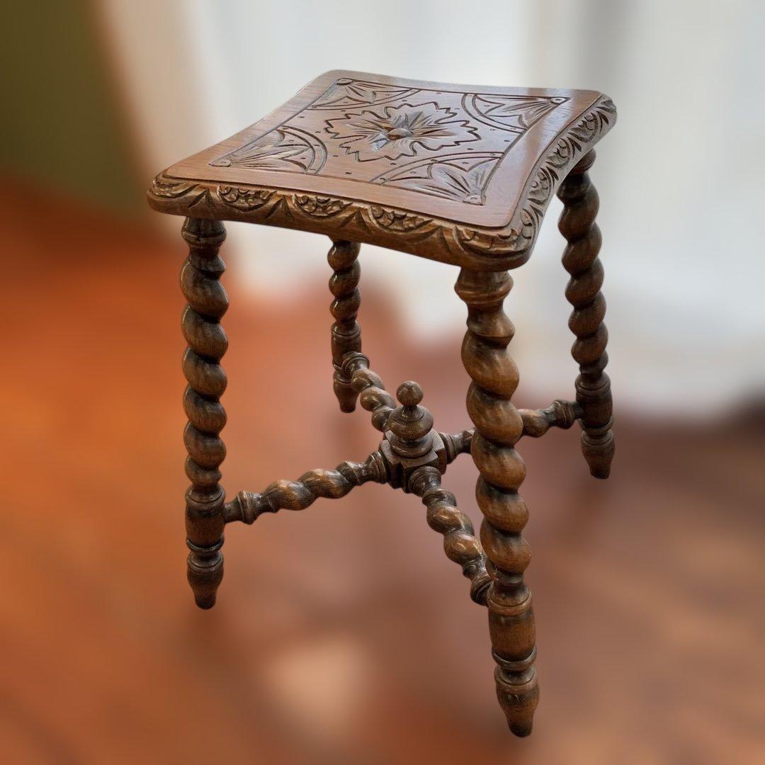 英国製アンティーク　スツール 椅子　おしゃれ オーク無垢材 木製