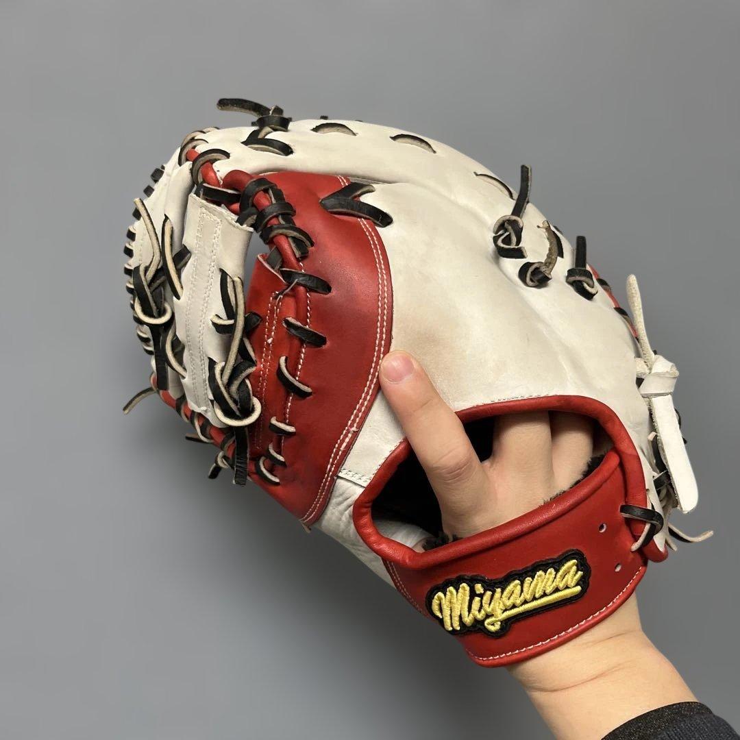 1185 ミヤマ 型抜群 即戦力 美品 硬式兼軟式 ファーストミット 左投げ
