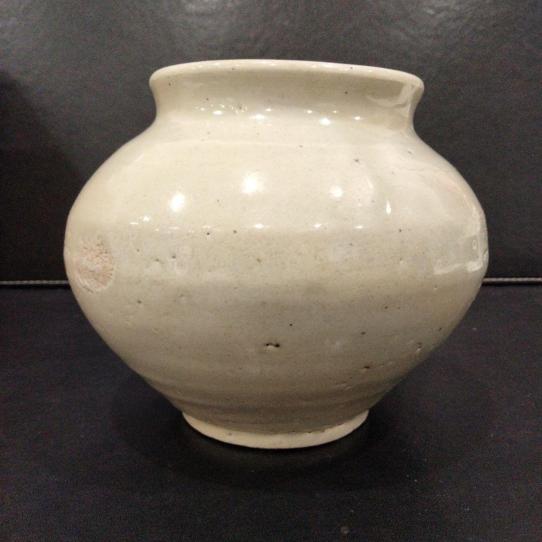 B258　時代古作 李朝 白磁 提灯壷 高さ11.5㎝ 箱付 朝鮮美術　E