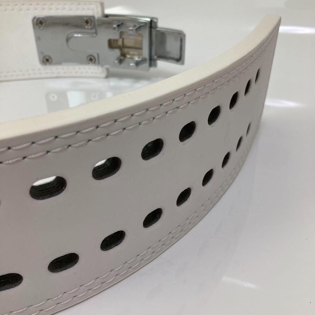 パワーベルト レバーアクション XL size 本革 WHITE/光沢銀 可変式