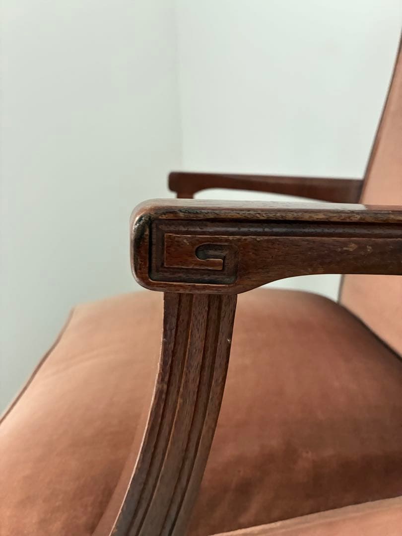 職人仕事が美しい　アンティークチェア　ピンク　ビンテージ　マルニ木工