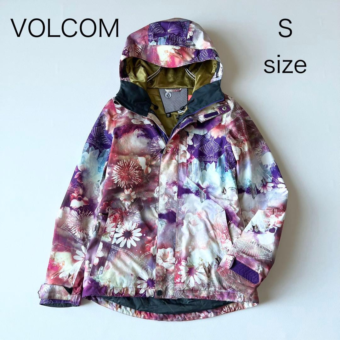 3236【美品】ボルコム　ジャケット ゴアテックス 総柄 花柄　S ピンク