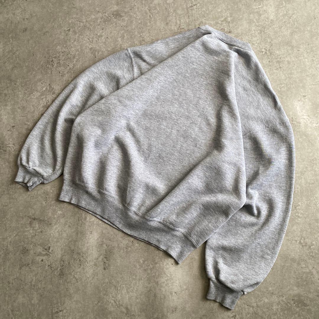 神シルエット無双カラー90sラッセル前V無地スウェットUSAX製XLグレー