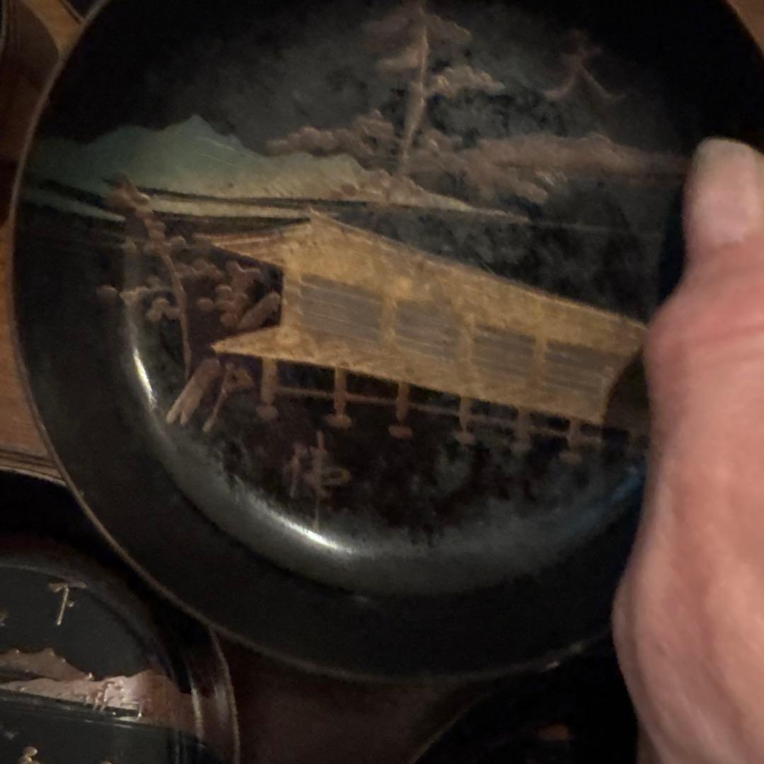 京都名所20選漆器皿二十枚セットアンティーク雅な雰囲気金蒔絵　インテリア実用使い