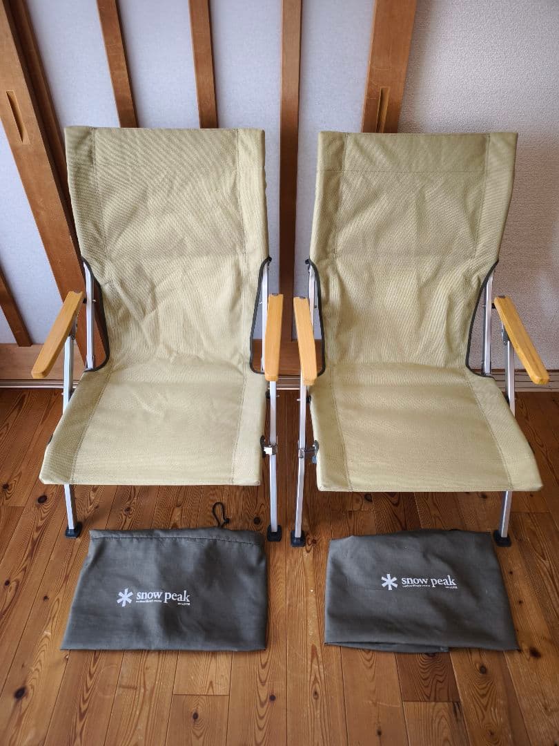 スノーピーク ローチェア30 カーキ2脚セット 生地張替え美品